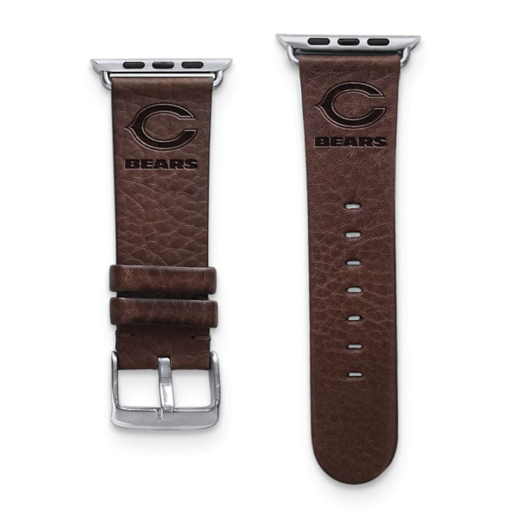 Gametime Chicago Bears Leather Band fits Apple Watch (38/40mm M/L Brown).  Watch not included.