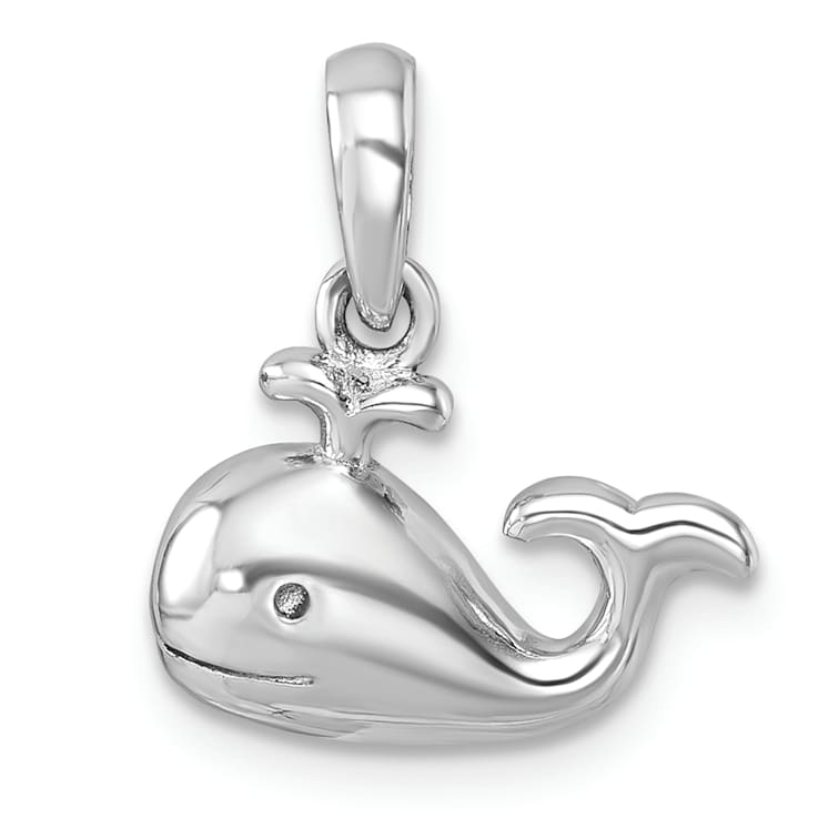 Rhodium Over Sterling Silver Polished Whale Pendant