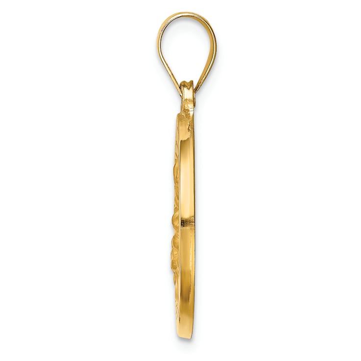 14k Yellow Gold Polished and Satin Round Saint Magdalena Medal Pendant
