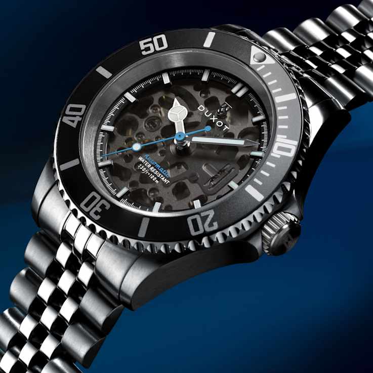 Duxot Atlantica Skeleton Diver Gray Dial White Bezel White Stainless
Steel Band Automatic Watch