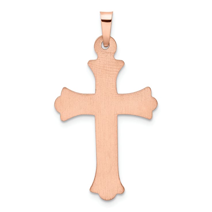 14k Two-tone Gold Textured Diamond Cross Pendant