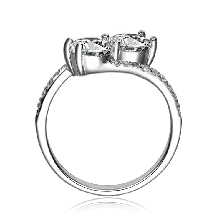 Two-Stone CZ Bypass Ring In Sterling Silver