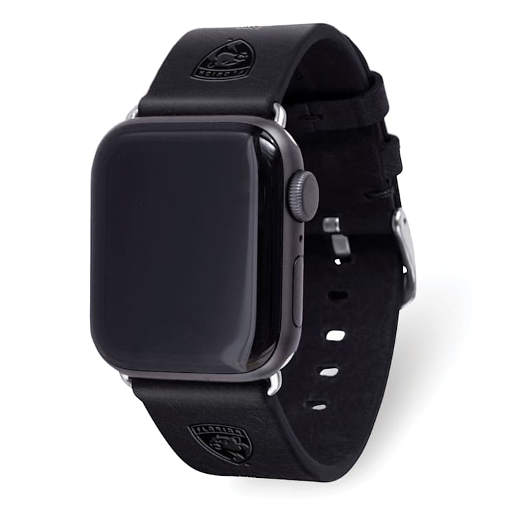 Gametime NHL Florida Panthers Black Leather Apple Watch Band (38/40mm
S/M). Watch not included.