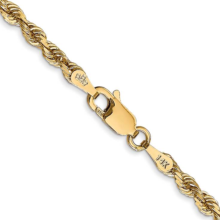 14k Yellow Gold 3mm Solid Diamond-Cut Quadruple Rope 26 Inch Chain
