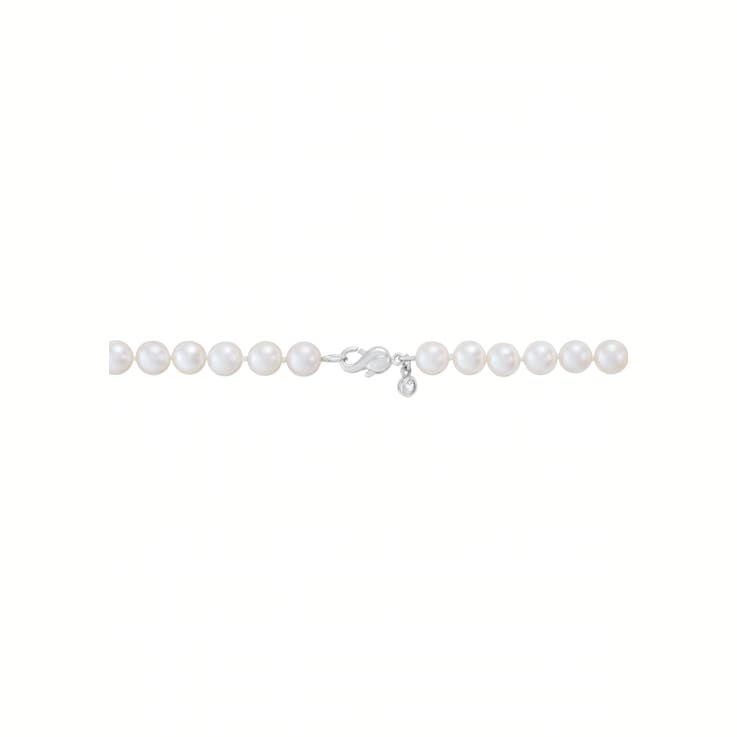 White Freshwater Pearl and White Sapphire Sterling Silver Lariat Necklace