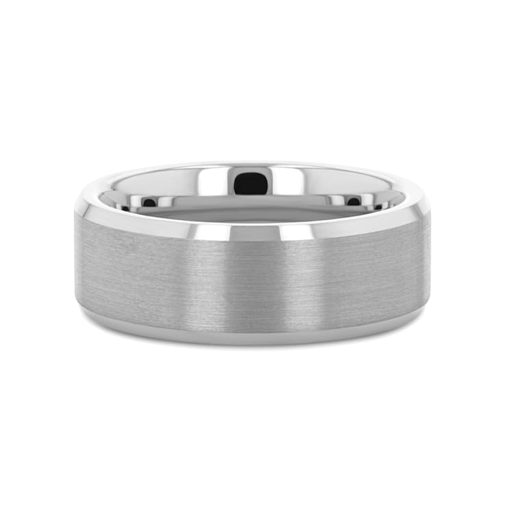 SHEFFIELD Flat Beveled Edges Tungsten Ring with Brushed Center 8mm