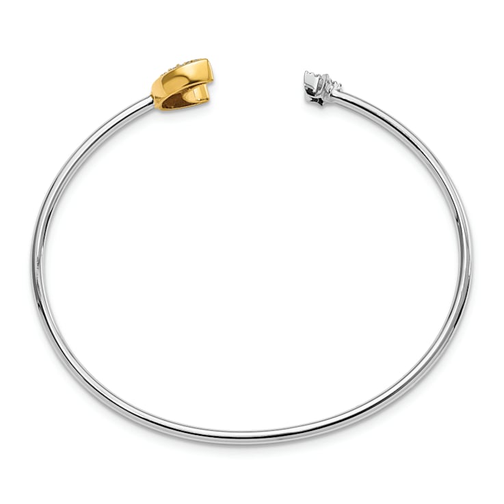 14k Two-tone Gold with Rhodium over 14k Yellow Gold Moon with Star
Diamond Cuff Bangle