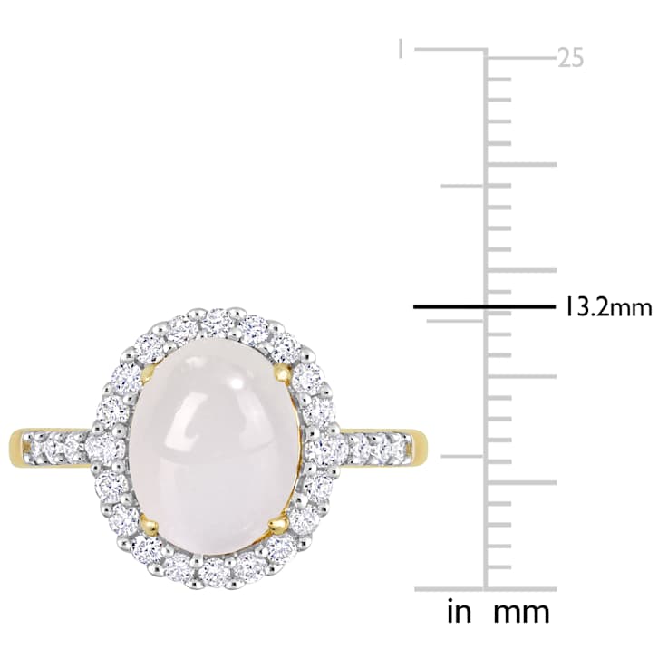 Moonstone and Diamond 14K Yellow Gold Ring 3.02ctw