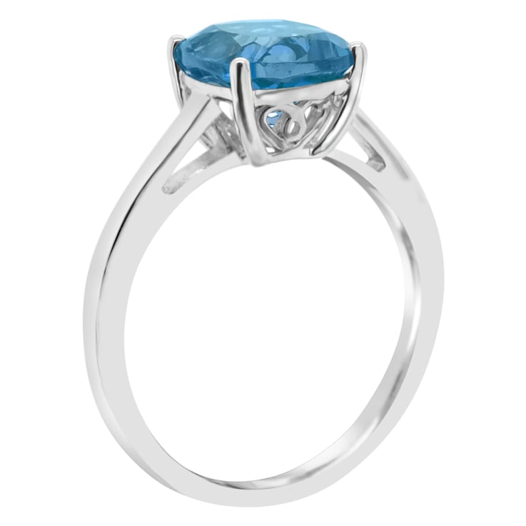 8mm Square Cushion London Blue Topaz Rhodium Over Sterling Silver Ring