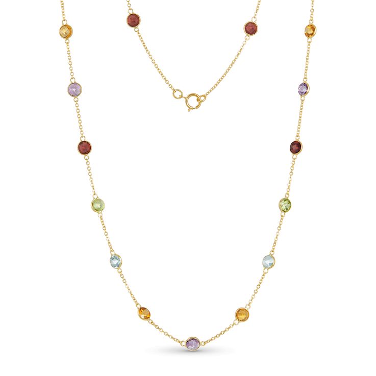 Multi-Gem 14k Yellow Gold 18" Necklace 10.45ctw