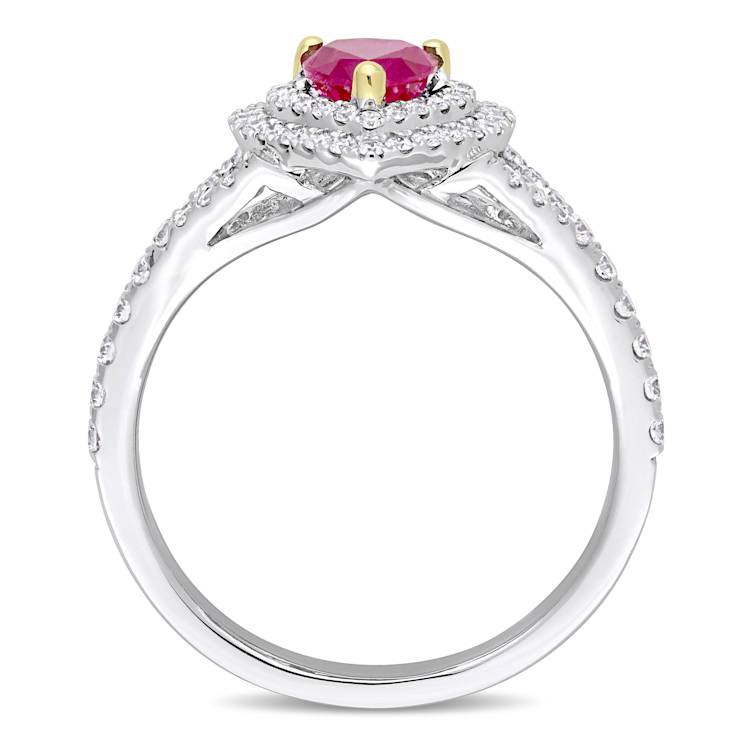Ruby and Diamond 14K White and Yellow Gold Ring 1.01ctw