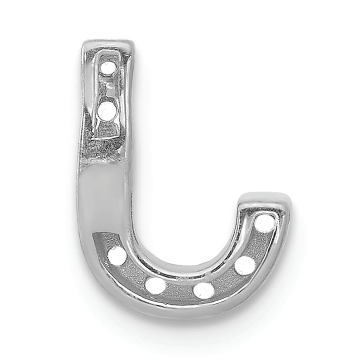 Rhodium Over 14K White Gold Diamond Letter J Initial Charm