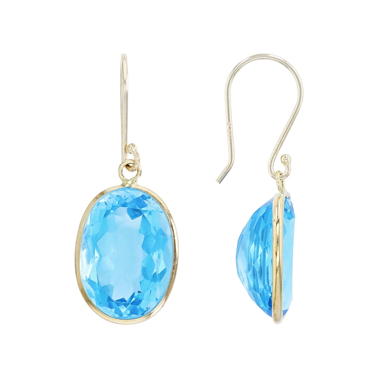 Swiss Blue Topaz 14K Yellow Gold Dangle Earring 14.00ctw