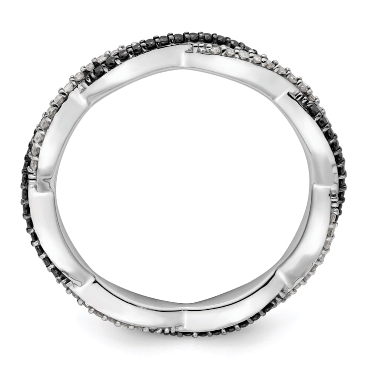 Sterling Silver Stackable Expressions Polished Black and White Diamond
Ring 0.264ctw