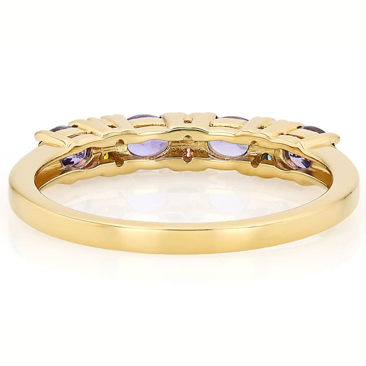 Tanzanite And Multi-Color Lab-Grown Diamond Ring In 18K Gold Over
Sterling Silver 0.64ctw