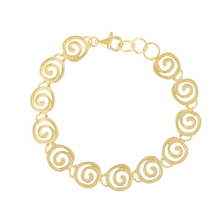 Spiral Station Bracelet In 14K Gold Over Sterling Silver