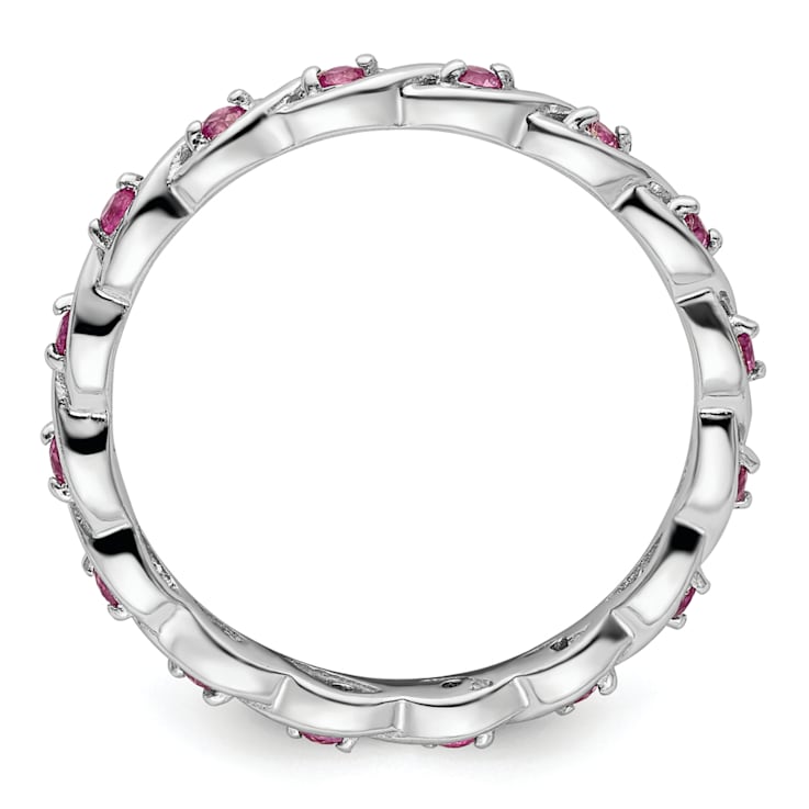 Sterling Silver Stackable Expressions Lab Created Pink Sapphire Ring 0.34ctw