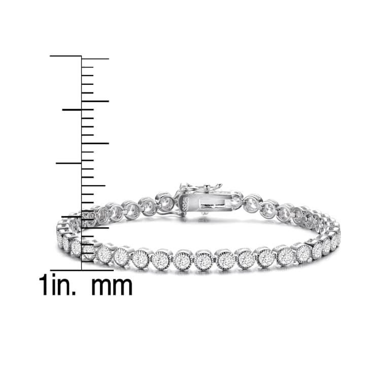 CZ Tennis Bracelet In White Rhodium Over Brass