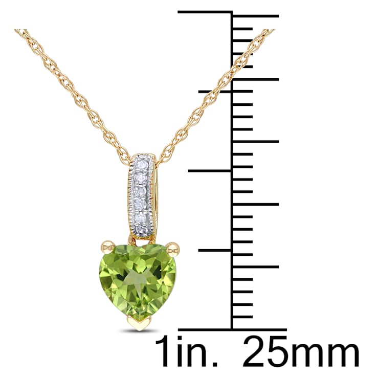 Peridot & Diamond 10K Yellow Gold Pendant With Chain 0.86ctw
