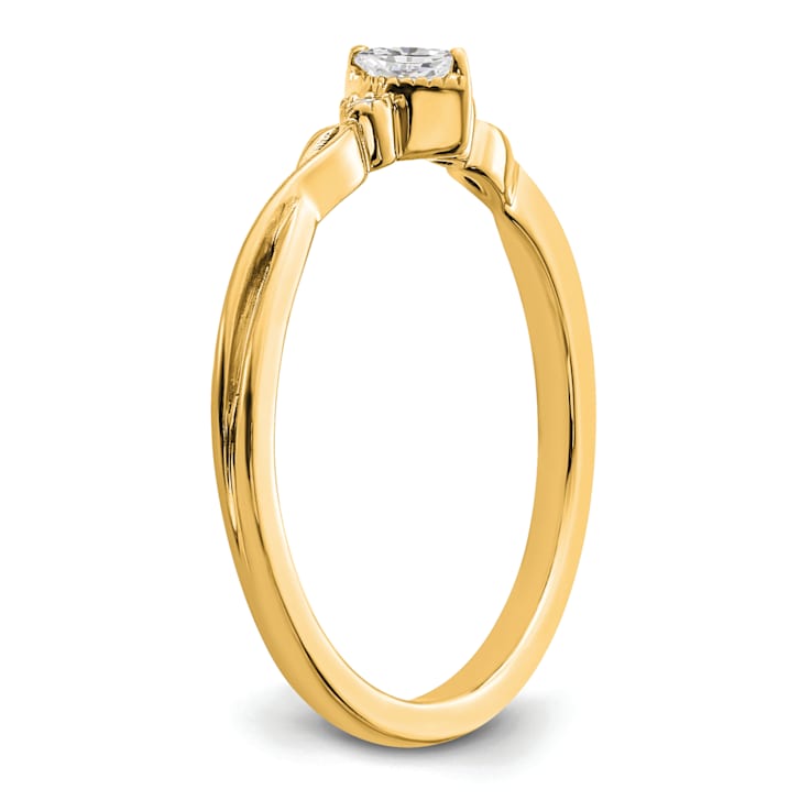 14K Yellow Gold Petite Beaded Edge Marquise Diamond Ring 0.09ctw