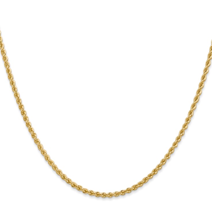 14k Yellow Gold 2.25mm Regular Rope Chain 20 Inches
