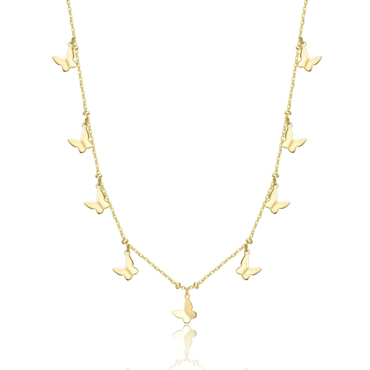 Butterfly Charm Necklace In 14K Gold Over Brass
