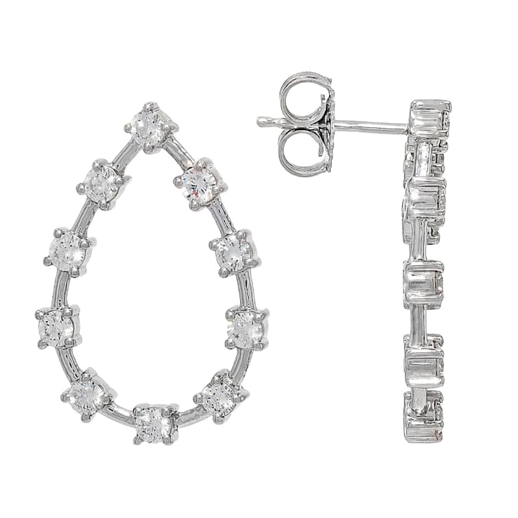 Graceful Lab-Grown Diamond Drop Earrings 1.60ctw In Sterling Silver