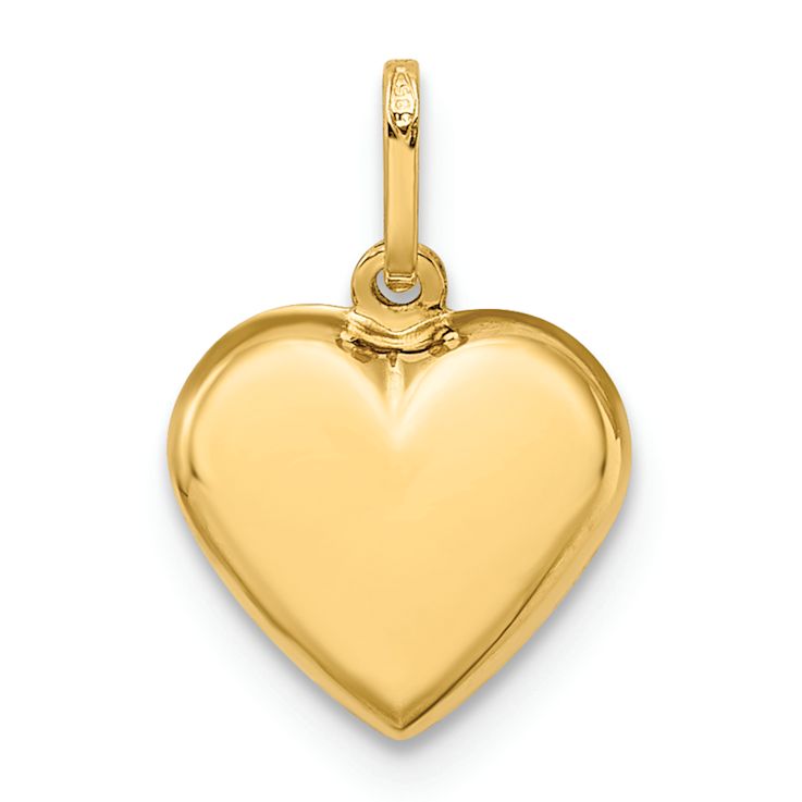 14k Yellow Gold Polished 3D Puffed Heart Pendant