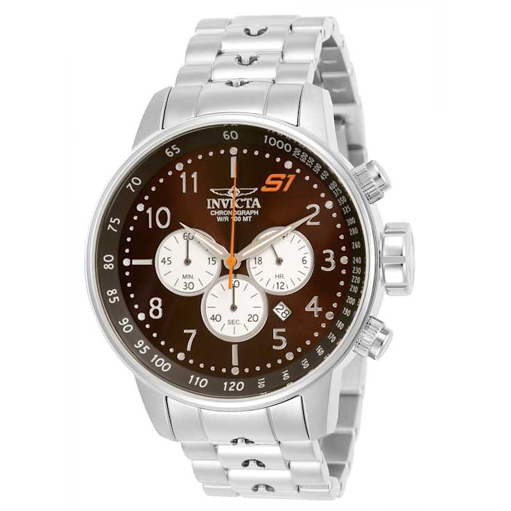 Invicta S1 Rally 48mm Brown, White Dial Stainless Steel Band Quartz Watch