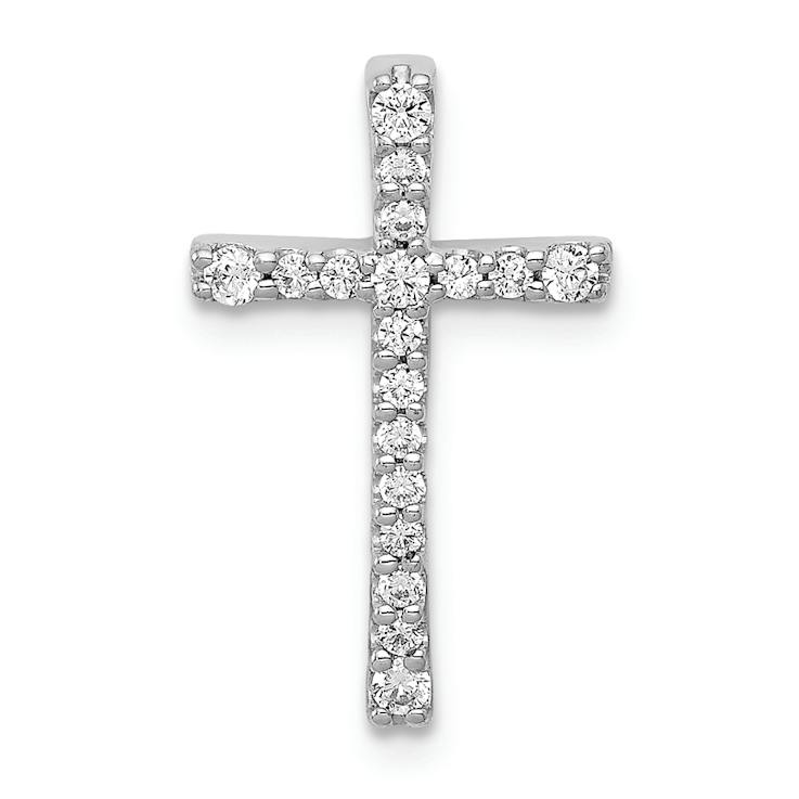 Rhodium Over 14k White Gold Diamond Latin Cross Chain Slide Pendant