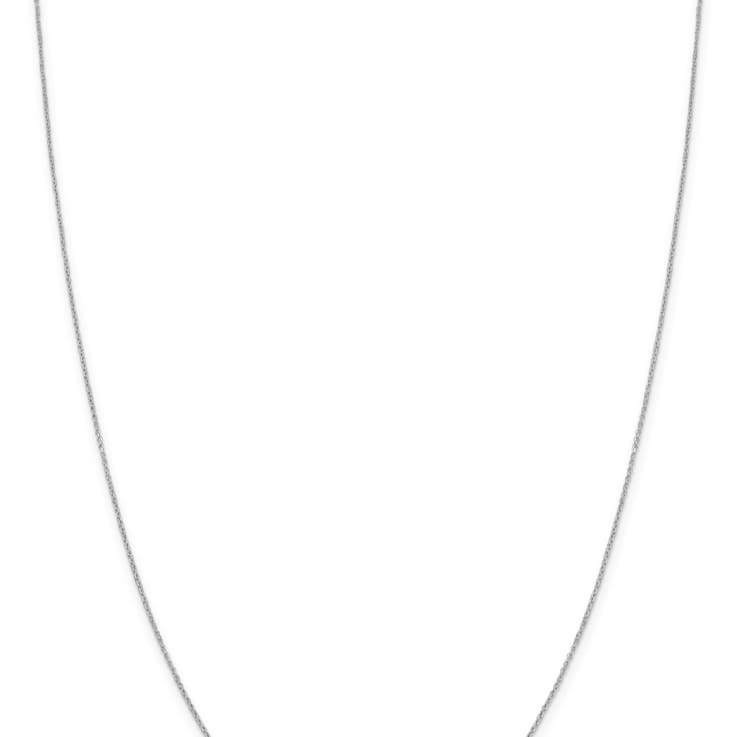 Rhodium Over Sterling Silver 1mm 8 Sided Diamond-cut Cable Chain Necklace