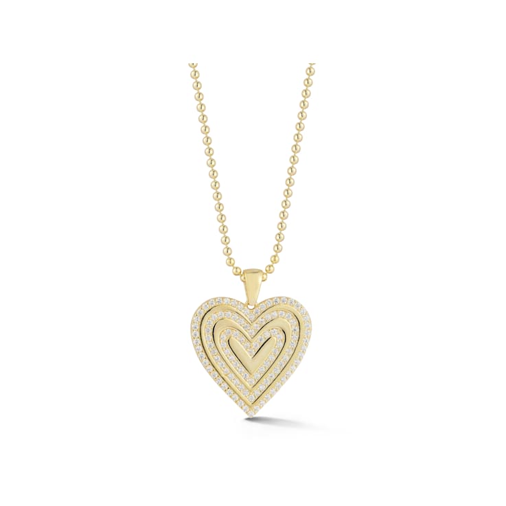 Sterling Statements 14K Yellow Gold Over Sterling Silver CZ Heart
Necklace with Bead Chain