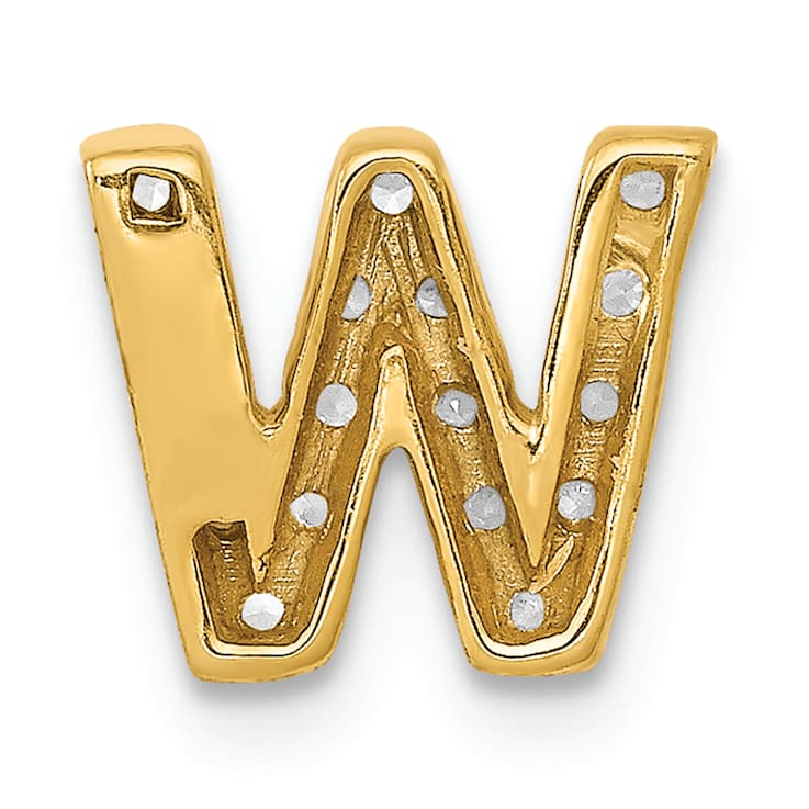 14K Yellow Gold Diamond Letter W Initial Charm