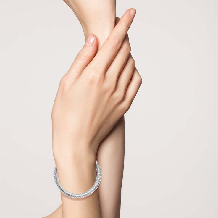 Rachel Zoe 8mm Snake Chain Bracelet in Rhodium Over Brass