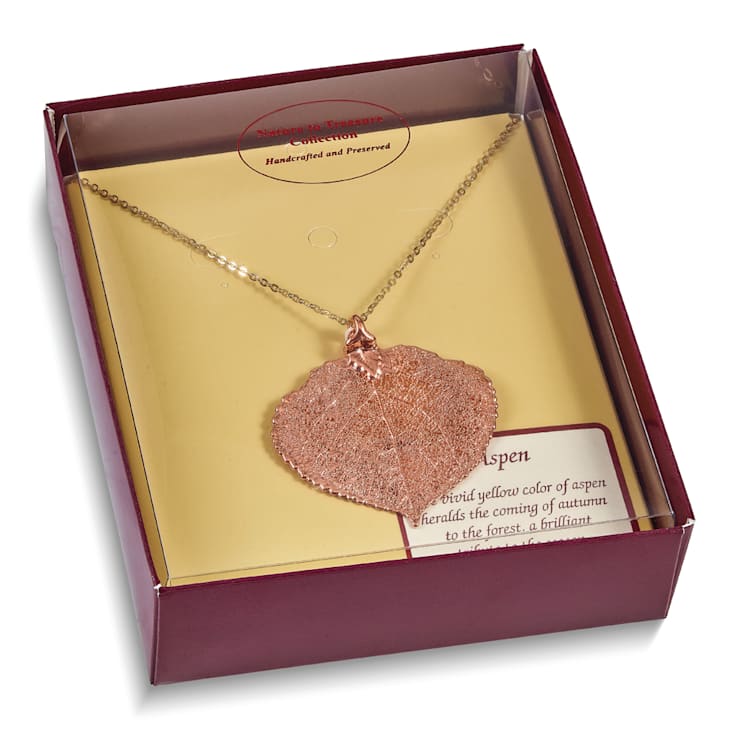 Copper Dipped Aspen Leaf with 20 Inch Gold-plated Necklace