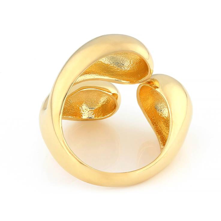 Open Design Statement Ring In 18K Gold Over Bronze