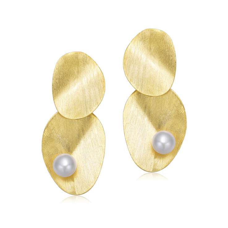 Pear Shape Freshwater Pearl Drop Earrings In 14K Gold Over Sterling Silver