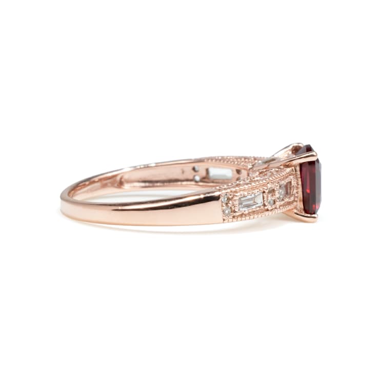 Red Garnet and White Topaz 14K Rose Gold Over Sterling Silver Ring