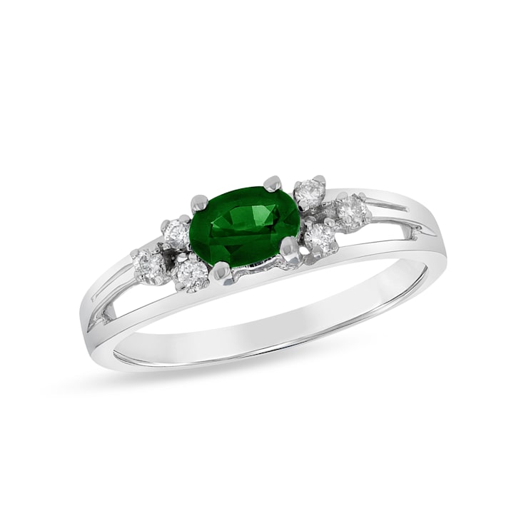 0.50ctw Emerald and Diamond Band Ring in 14k White Gold