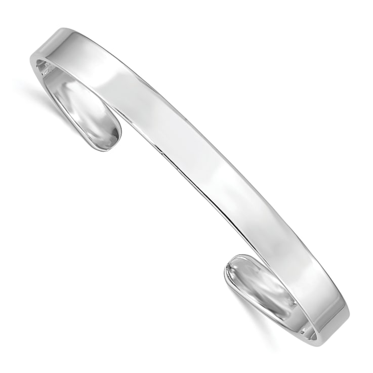 Rhodium Over Sterling Silver Polished 6mm Children's Cuff Bangle