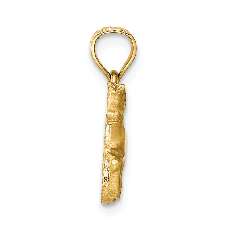 14K Yellow Gold Diamond-cut Horse Pendant