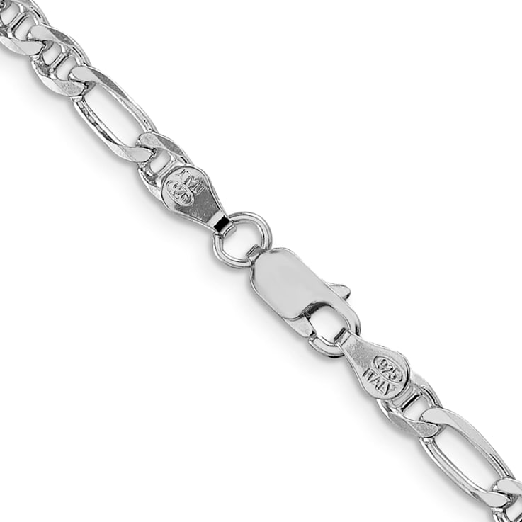 Rhodium Over Sterling Silver 3.75mm Figaro Anchor Chain Bracelet