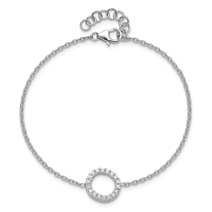 Rhodium Over 14k White Gold Diamond Sideways Letter O Bracelet