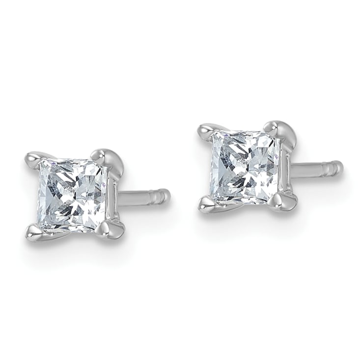 14K White Gold Lab Grown Diamond 3/4ctw Princess VS/SI GH 4 Prong Earrings