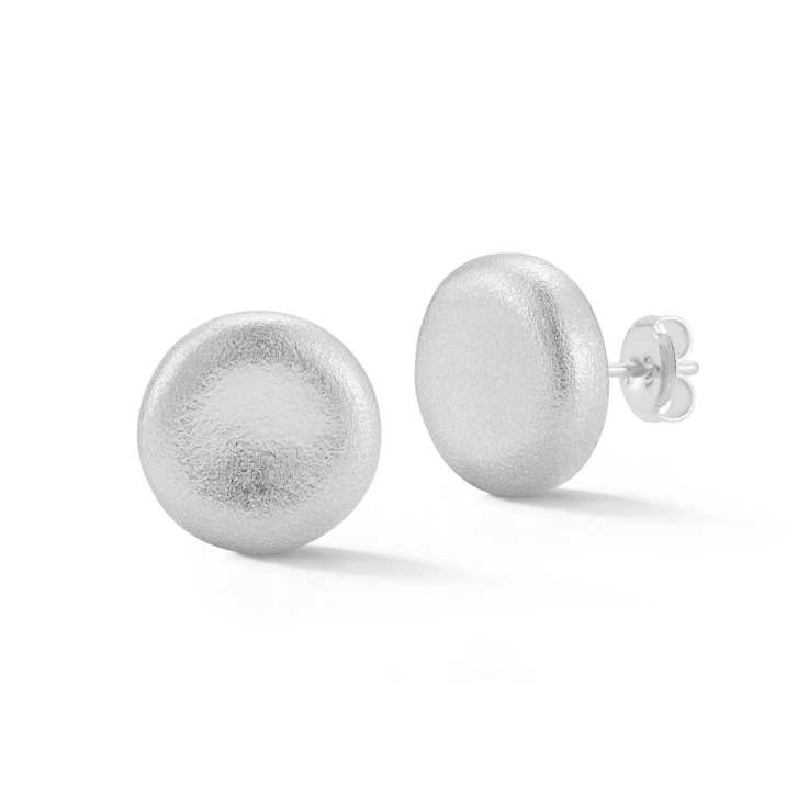 Sterling Statements Rhodium Over Sterling Silver Satin Button Studs