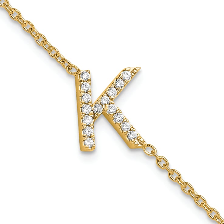 14k Yellow Gold Diamond Sideways Letter K Bracelet