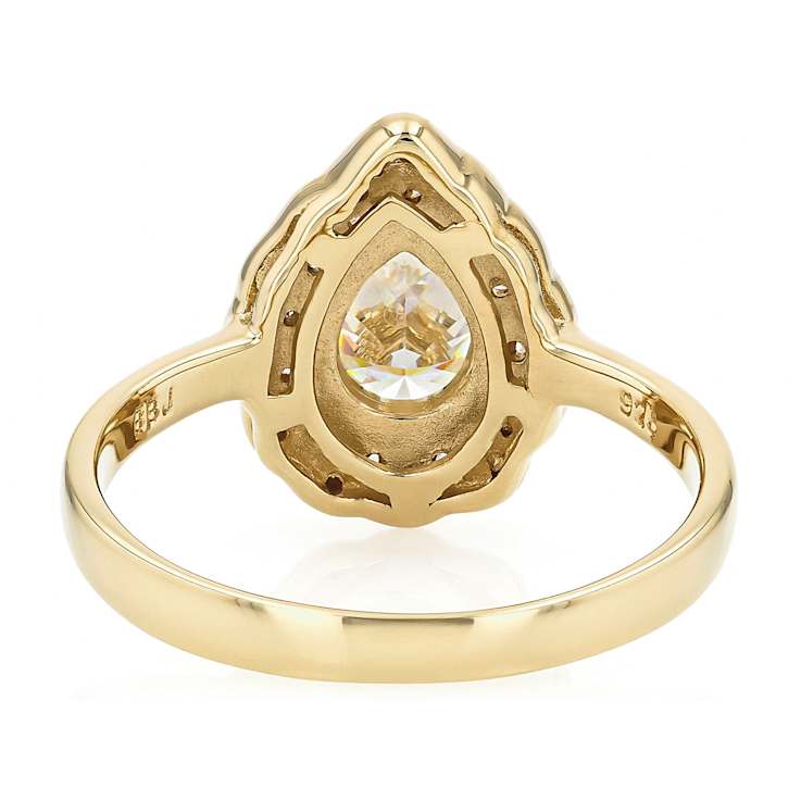 Diamond Simulant Pear And White Zircon Ring In 18K Gold Over Sterling
Silver 1.64ctw