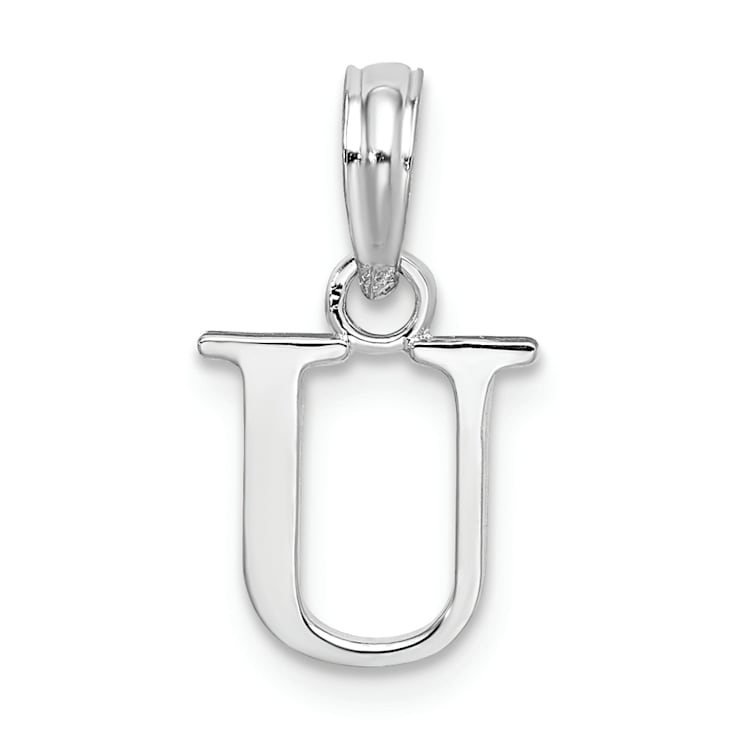 Sterling Silver Polished Block Initial -U- Pendant