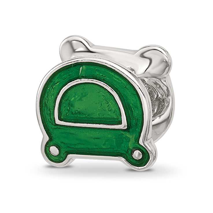 Sterling Silver Enamel Frog with Crystal Bead