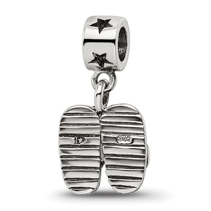 Sterling Silver Flip Flops Dangle Bead